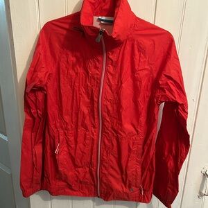 Columbia Women's small Red zip up hooded unlined Omni heat rain Jacket